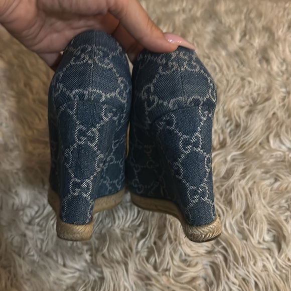 Gucci logo denim wedge Charlotte 39.5 - Picture 14 of 15